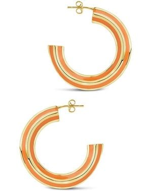 Sterling Forever 14k Plated Enamel Faven Hoops - Multicolour