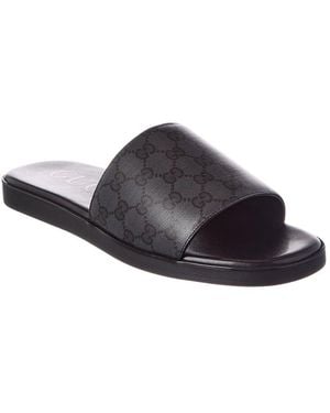 Gucci Gg Coated Canvas Slide - Black