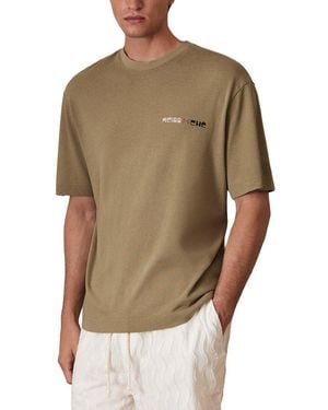 Reiss Brava Washed Sunset Linen-Blend T-Shirt - Brown