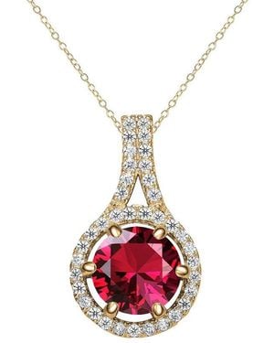 Genevive Jewelry 14K Plated Pendant Necklace - Red