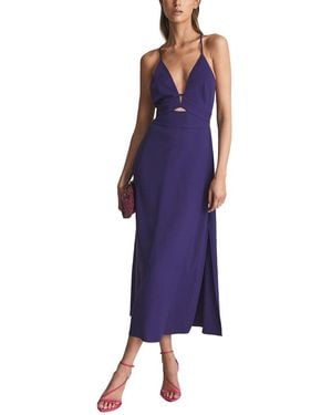 Reiss Ellis Plunge Bodycon Midi Dress - Purple