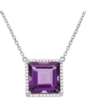 Gemstones 14k 3.21 Ct. Tw. Diamond & Amethyst Necklace - Purple
