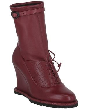 Bottega Veneta Leather Wedge Leather Boot - Red