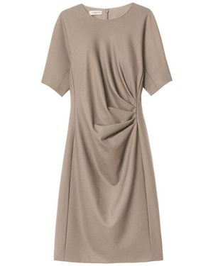 Lafayette 148 New York Pleated Waist Wool-Blend Dress - Natural