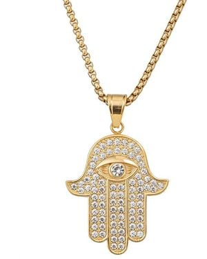 Eye Candy LA The Bold Collection Titanium Cz Theodore Necklace - Metallic