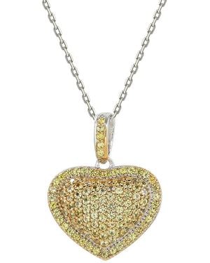 Suzy Levian Silver 0.02 Ct. Tw. Diamond & Sapphire Pendant Necklace - Metallic