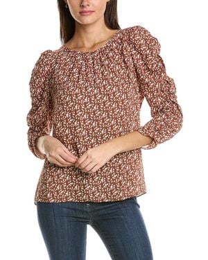 Max Studio Ruched Sleeve Blouse - Red
