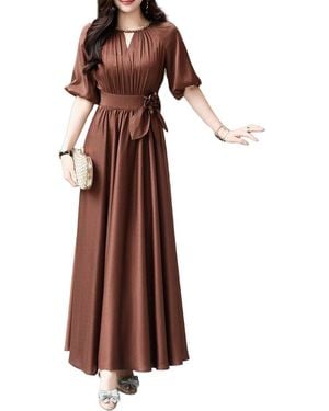 BURRYCO Short Sleeve Solid Maxi Dress - Brown
