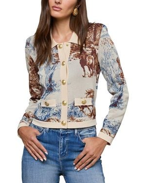 L'Agence Osiris Jacquard Collared Cardigan - Blue