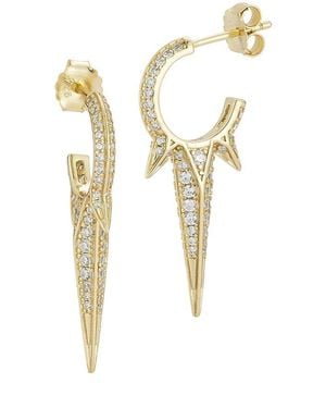 Glaze Jewelry Cz Spiked Hoop Earrings - Metallic