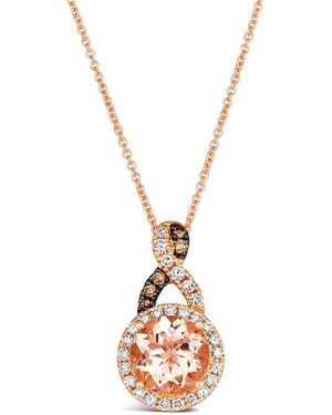 Le Vian Le Vian Twist Shank 14K Rose 1.68 Ct. Tw. Diamond & Morganite Pendant Necklace - Metallic