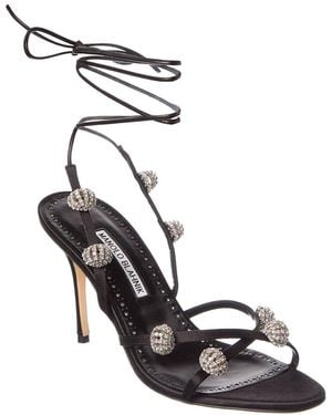 Manolo Blahnik Elsaka 100 Satin Sandal - Metallic