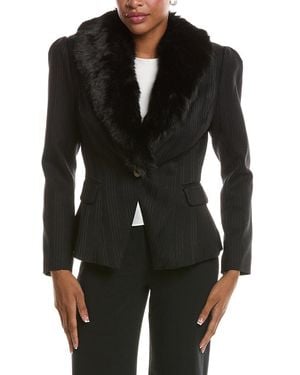 L'Agence Kaisley Fur Collar Blazer - Black