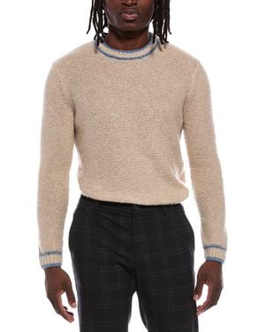 Autumn Cashmere Purl Crewneck Striped Trims Wool & Cashmere-Blend Jumper - Black