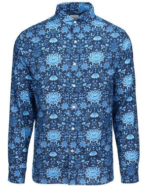 Swims Breeze Linen-Blend Printed Shirt - Blue