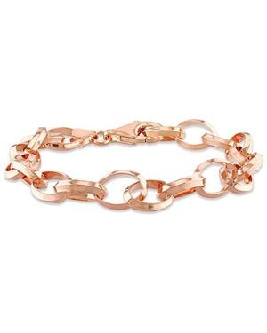Italian Silver 18k Rose Gold Over Rolo Chain Bracelet - White