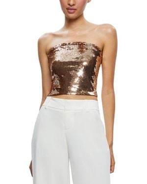 Alice + Olivia Vivi Sequin Top - White