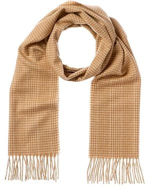 Amicale Cashmere Houndstooth Cashmere Scarf - Natural