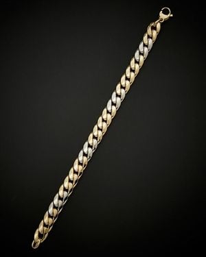 Italian Gold 14k Two-tone Semi-solid Miami Cuban Curb Link Bracelet - Black