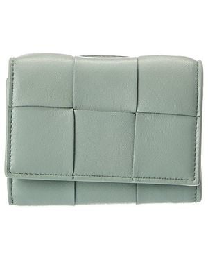 Bottega Veneta Envelope Small Intreccio Leather Card Case - Green