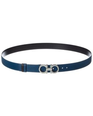Ferragamo Salvatore Gancini Reversible & Adjustable Leather Belt - Blue