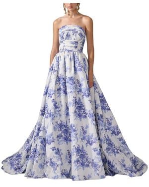 Carolina Herrera Strapless Gathered Bodice Ball Gown - Blue