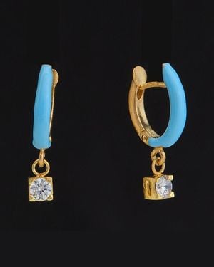 Italian Gold Over Silver 18K 0.08 Ct. Tw. Diamond Enamel Dangle Earrings - Black