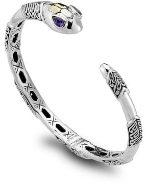 Samuel B. 18k & Silver 0.40 Ct. Tw. Amethyst Snake Bangle Bracelet - Metallic