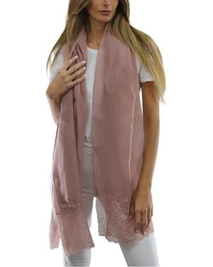 La Fiorentina Lace Trim Scarf - Brown