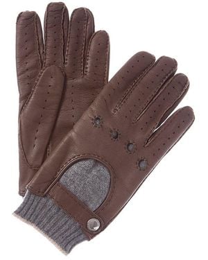Brunello Cucinelli Leather & Cashmere Gloves - Brown