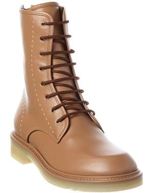 Max Mara Urban Leather Combat Boot - Brown