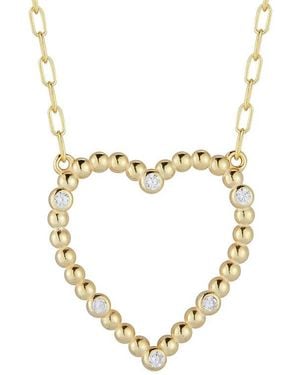 Glaze Jewelry 14k Over Silver Cz Heart Necklace - Metallic