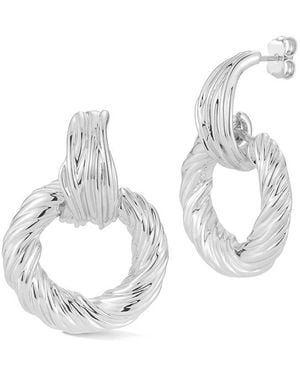 Chloe and Madison Jewellery Statement Twisted Link Earrings - White