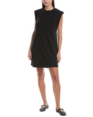 Grey State Pleated Sweatshirt Dress - Black