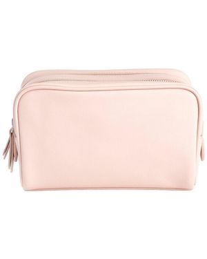 ROYCE New York New York Leather Double Zip Cosmetic Bag - Pink