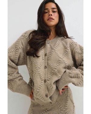 Gina Tricot Knitted Cardigan - Bruin