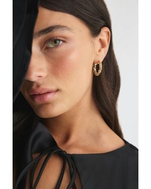 Gina Tricot Textured Hoop Earrings - Noir