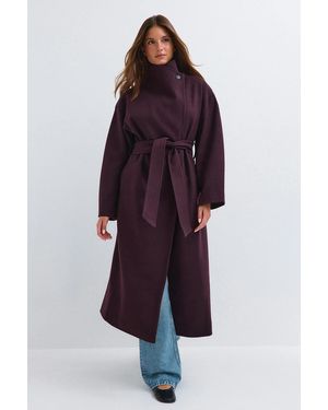 Gina Tricot High Neck Coat - Lila
