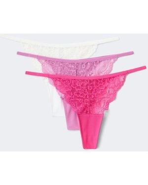 Gina Tricot 3-Pack Lace Thong - Pink