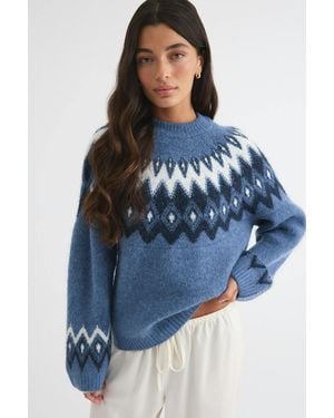 Gina Tricot Jacquard Knitted Sweater - Blau