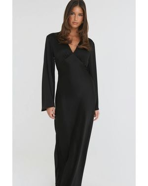 Gina Tricot Satin Maxi Dress - Zwart