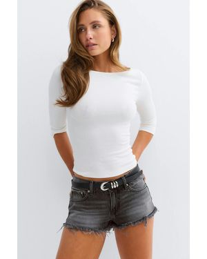 Gina Tricot Glow Low Denim Shorts - Weiß