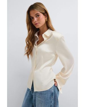 Gina Tricot Shoulder Pad Shaped Shirt - Weiß