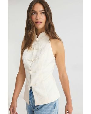 Gina Tricot Mandarin Sleeveless Top - Weiß