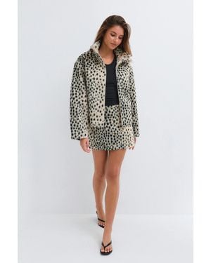 Gina Tricot Faux Fur High Neck Jacket - Schwarz
