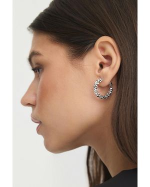 Gina Tricot Textured Hoop Earrings - Marron
