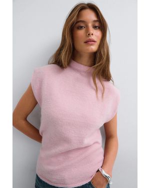Gina Tricot Knitted Funnel Neck Top - Pink