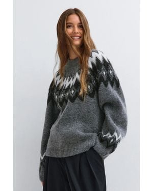 Gina Tricot Jacquard Knitted Sweater - Schwarz