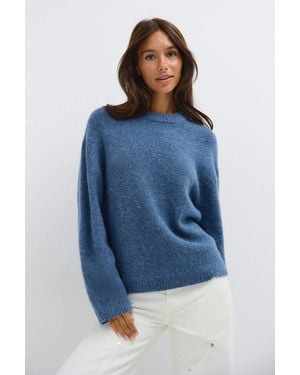 Gina Tricot Crew Neck Knitted Sweater - Blau