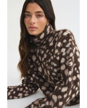 Gina Tricot Jacquard Knitted Sweater - Bruin